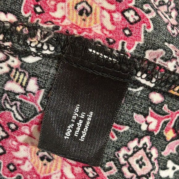 Lane Bryant Floral Maxi Dress Lace Up Neck Womens Plus Size 16 black pink boho - Picture 7 of 16